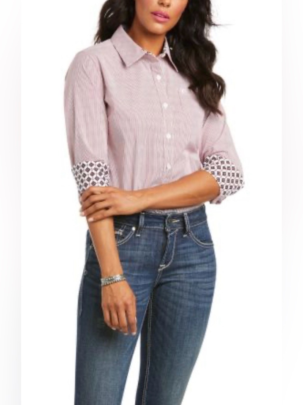 Ariat REAL Women's Kirby Fitted Long Sleeve Western Button Down Striped Blouse